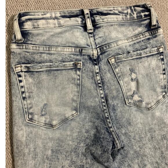 Flying Monkey Super Flare Jeans Women 24"X30" Acid Wash High Rise Distressed - Picture 6 of 11